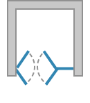 Двостворчаті двері з фіксованою панеллю в одній лінії, відкривання назовні та в середину